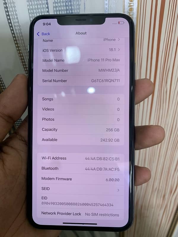 iphone 11 pro max 256gb both sim pta approved with box 7