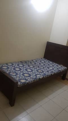 Single Wooden bed with Mattress