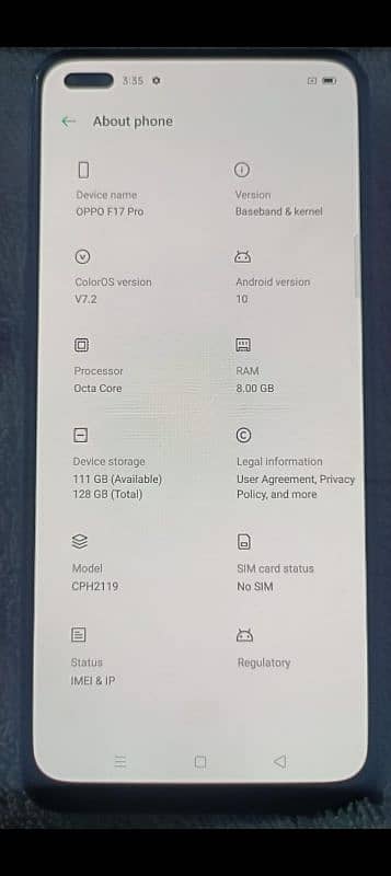 oppo f17 pro home used condition 10/9 All ok 8/128 0