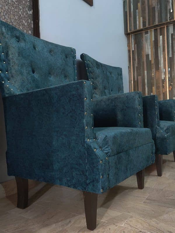 2 pieces, Single Sofa , Deep Sea Green Color, 100% New Condition. 4