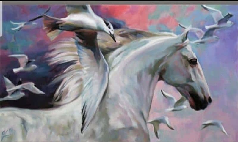 Horse And Birds Painting 0