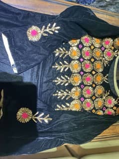 black velvet frock with multani goota design