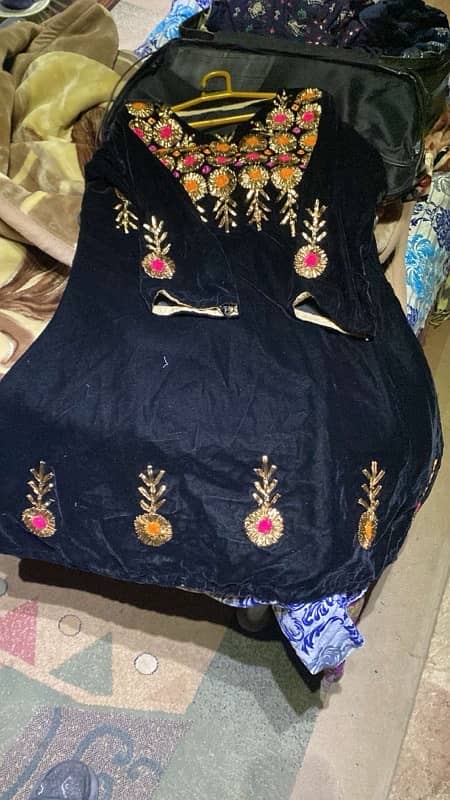 black velvet frock with multani goota design 1