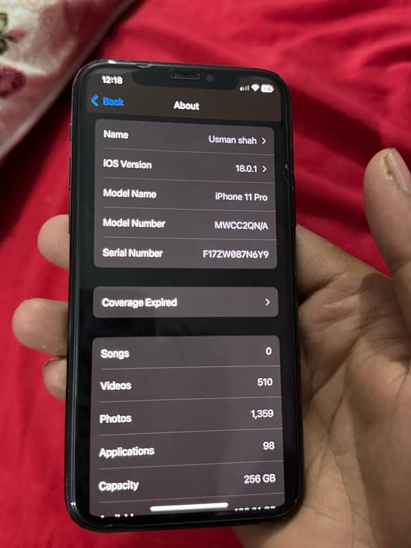 iPhone 11Pro 256 non pta pr sim 2 sal sa chl rahi hai batery 78 panelc 1