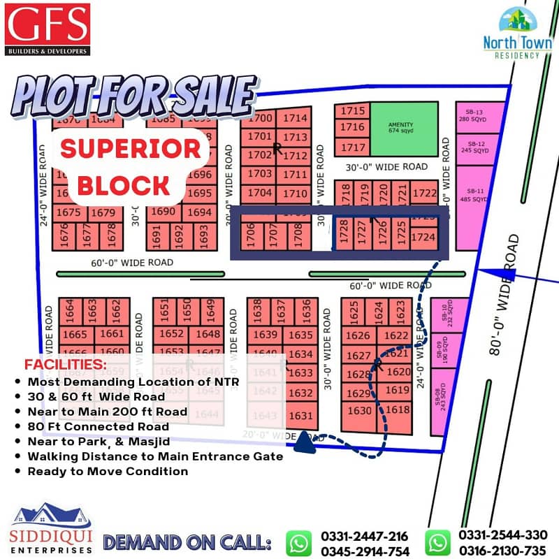 PLOT SALE IN NORTH TOWN RESIDENCY PHASE 1 SUPERIOR BLOCK 3