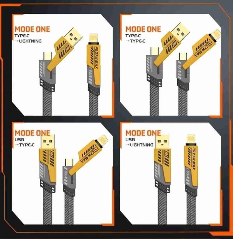 Fast Charging TPE 3 in 1 Charging Cable - 65 Watts power 1