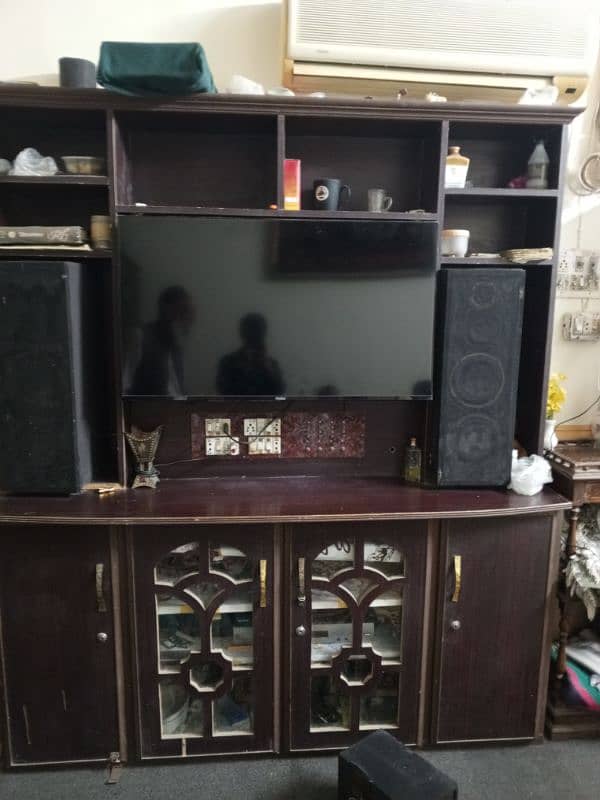 tv rack set with best quality wood all is ok Kuch bhi damage nhi ha 1