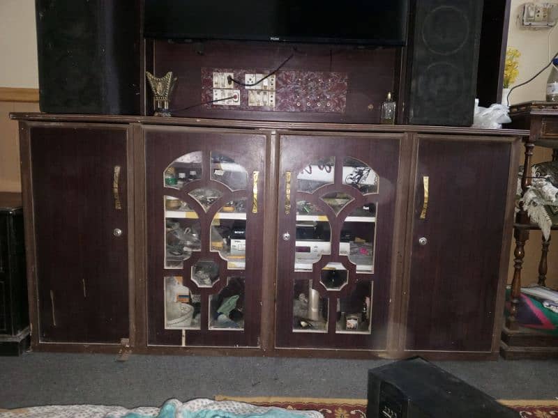 tv rack set with best quality wood all is ok Kuch bhi damage nhi ha 3