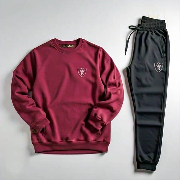 2pcs Unisex Fleece Plain track suit 3