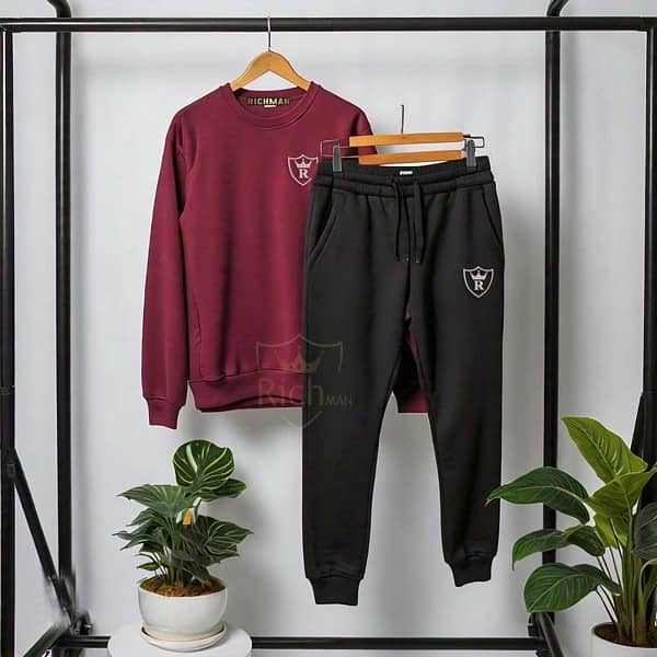 2pcs Unisex Fleece Plain track suit 4