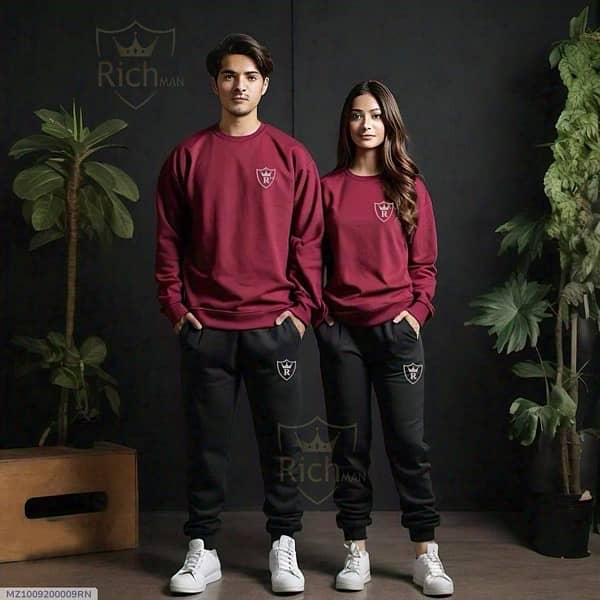 2pcs Unisex Fleece Plain track suit 6