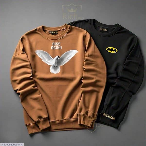 Mens Fleece printed Sweatshirt Pack of 2 3