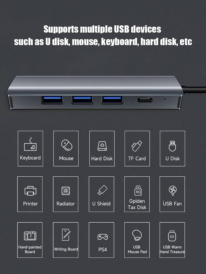 5-IN-2 USB-C/A MULTIPORT ADAPTER USB 3.0 GIGABIT RJ45 DOCKING STATION 14