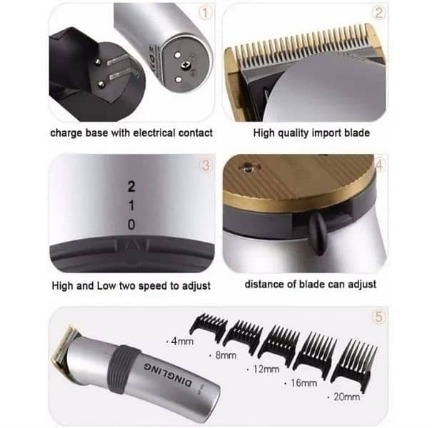 Genuine DINGLING RF-609 Electric Hair Clipper/Trimmer, Rechargeable 3