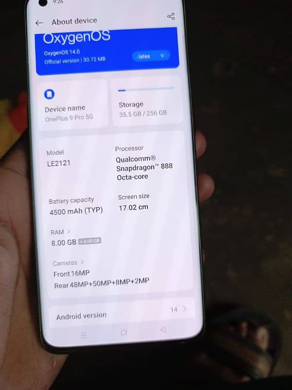 one plus 9 pro lush condition 8+8256gb approved life time pta exchange 3