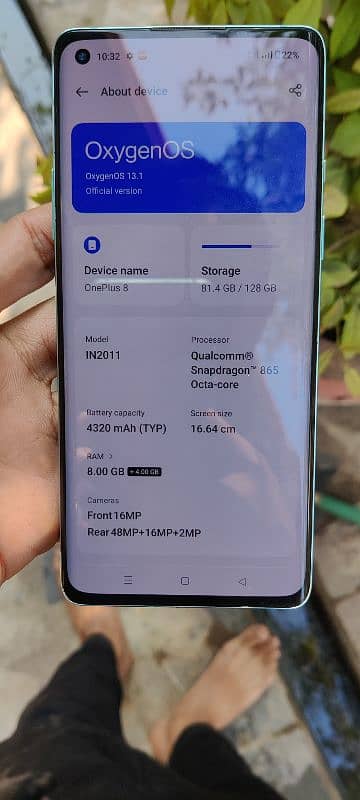 OnePlus 8 mobile 8ram 128GB pta oka  10by10 full oka 7