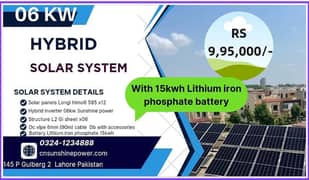 7kw Solar hybrid system with 15kwh Lithium iron phosphate battery