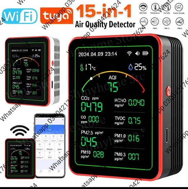 Tuya WiFi 15 in 1 Air Quality sports Detector APP Control Portable 4