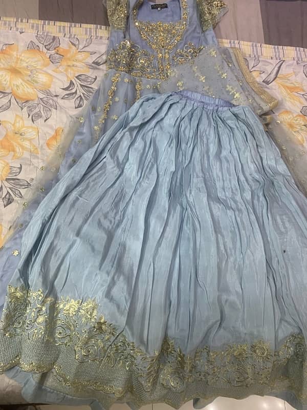 wedding wear 3 pcs dress dupatta lehenga in bottom and long shirt 4