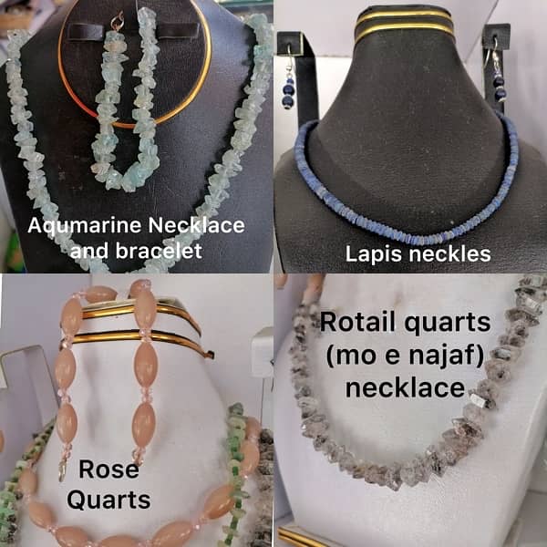 Quards and aquamarine Neckless set 0