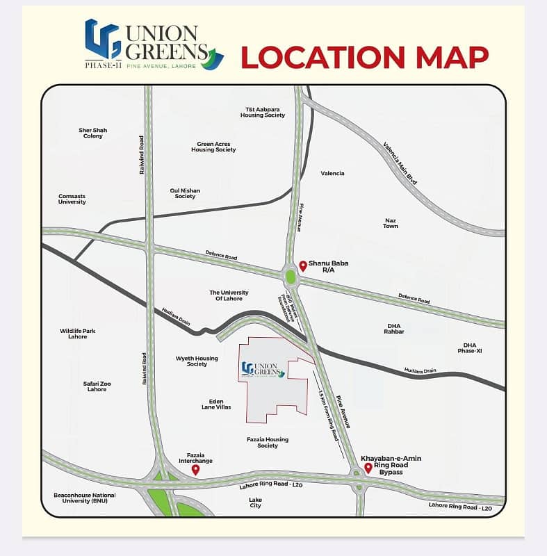 5 Marla Residential On Ground Plot for Sale Union Greens Phase 2 Pine Avenue Road Lahore. 1