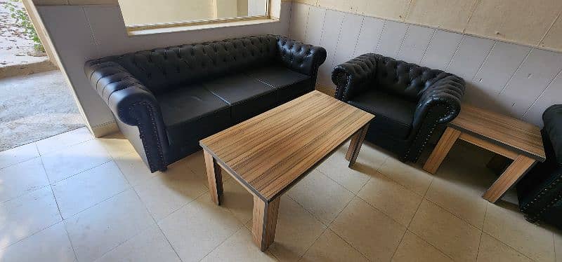 5 seater black leather sofa set for sale 1