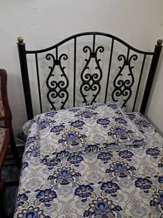 Wrought Iron Single Bed without Mattress with  Side Table, 5 x Table