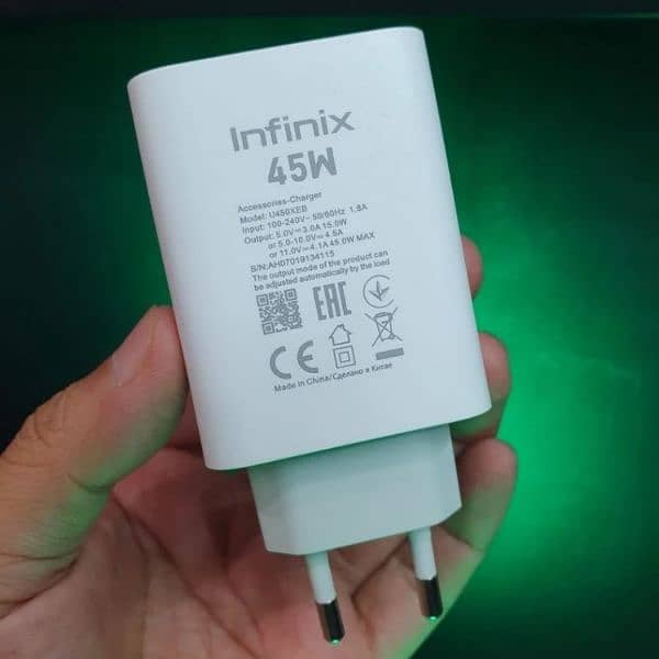 Infinix 45Watt original box plugged charger Not 30 40 Zero GT 10 20Pro 1