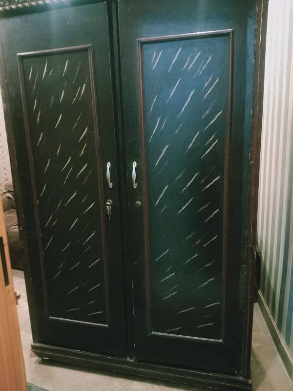 two door wooden almari good condition 1