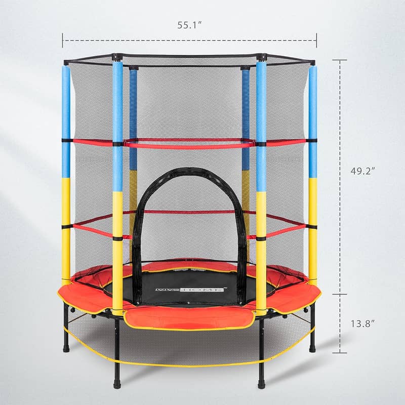 55 Inch Kids Trampoline with Protecting Net and Safety Pad 1