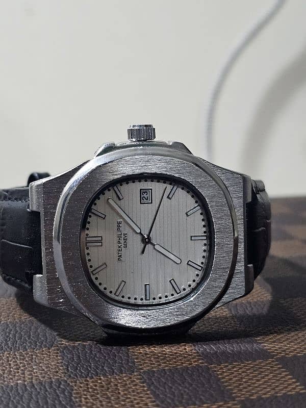 patek phillipe luxury watch black leather strap 2