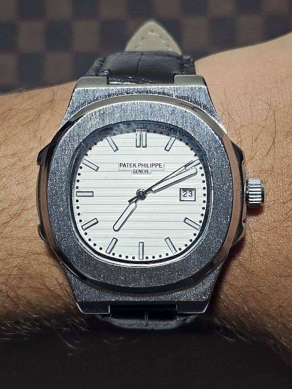 patek phillipe luxury watch black leather strap 7