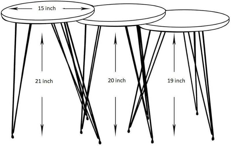 Cofee Table Set. 3 Pcs: Stylish B,W design for versatile Living Spaces 9