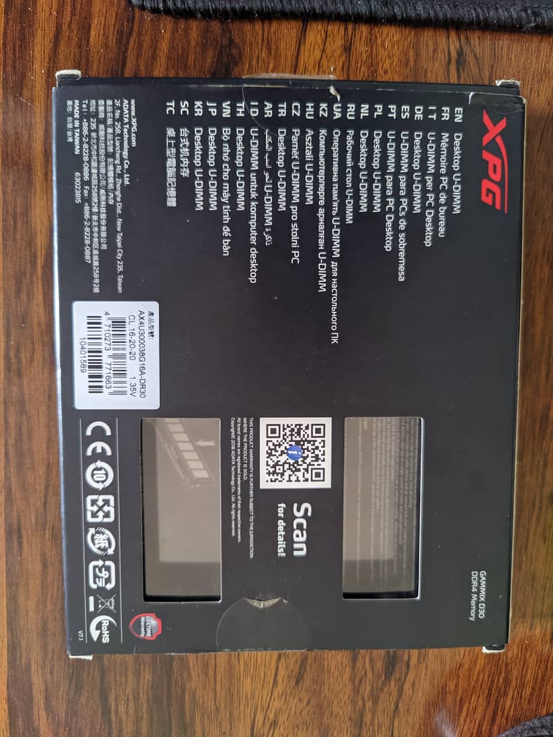 XPG 16gb DDR4 3000Mhz CL 16-20-20 1