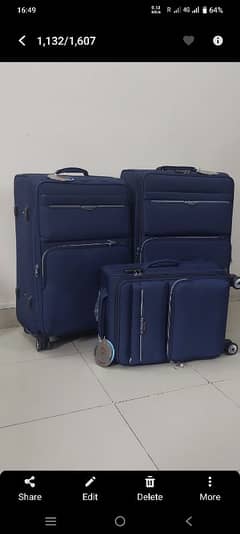 imported suitcases include sizes S,L AND XL