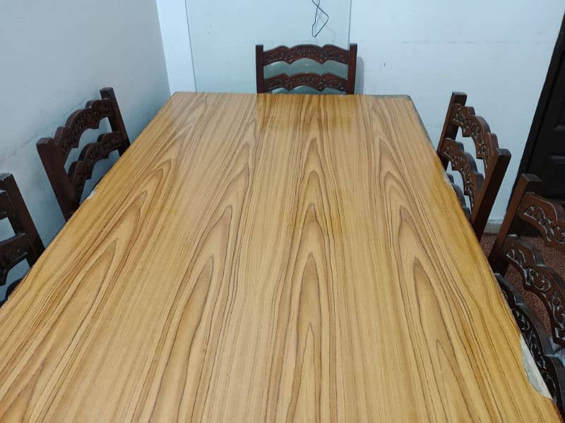 DINING TABLE WITH 6 CHAIR PURE WOOD 1