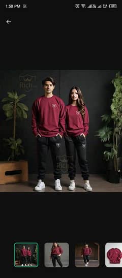 2 pcs unisex fleece plain track suit