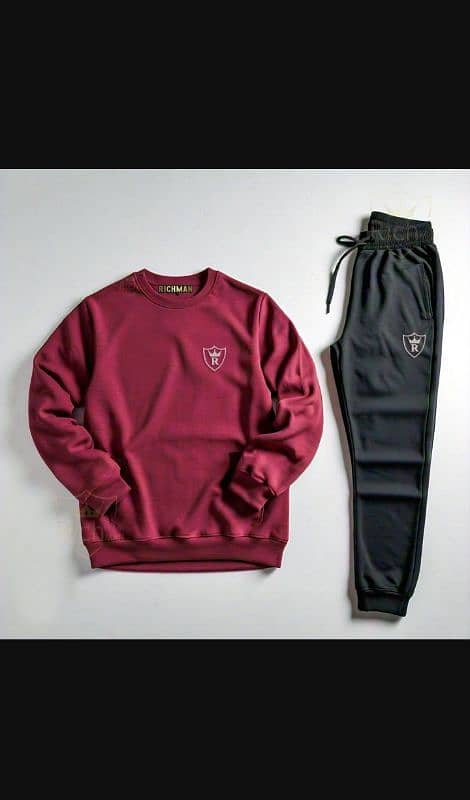 2 pcs unisex fleece plain track suit 4