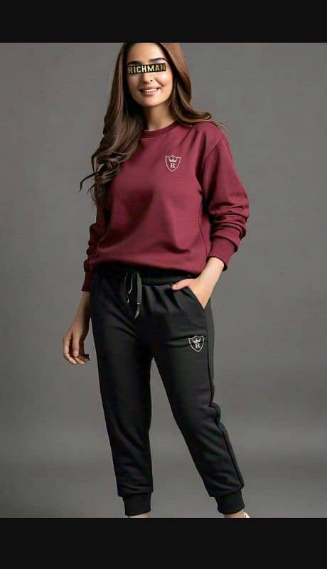 2 pcs unisex fleece plain track suit 6