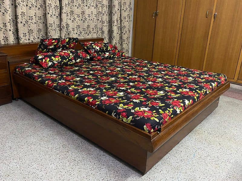 Pure Wood Double Bed with Mattress and 1 side table 0