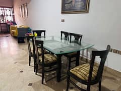 Dining table with 6 chairs pure wood