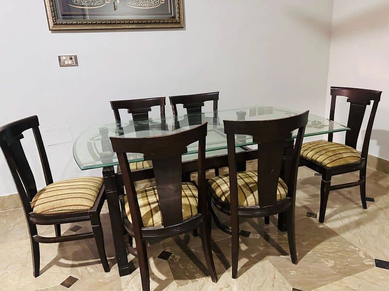 Dining table with 6 chairs pure wood 1