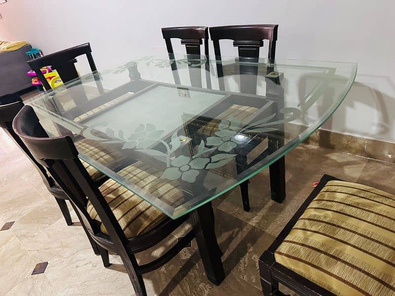 Dining table with 6 chairs pure wood 2