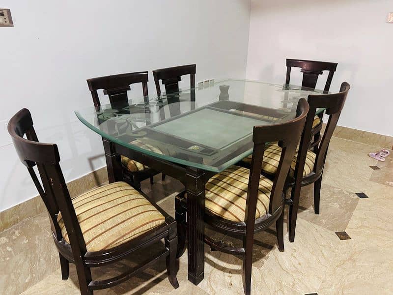 Dining table with 6 chairs pure wood 5