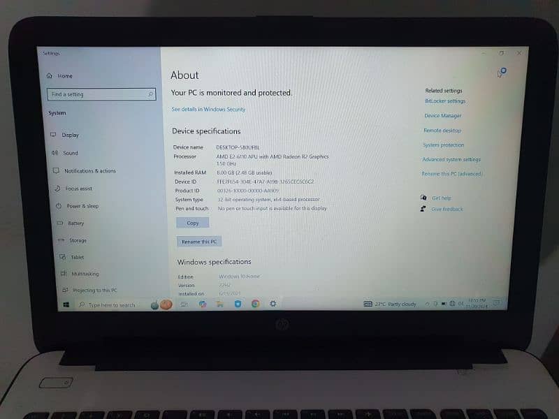 HP Notebook Amd 6th generation 3