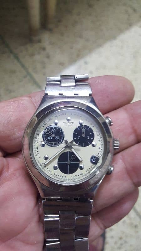 Swatch coronograph wrist watch Stainless Steel. 3