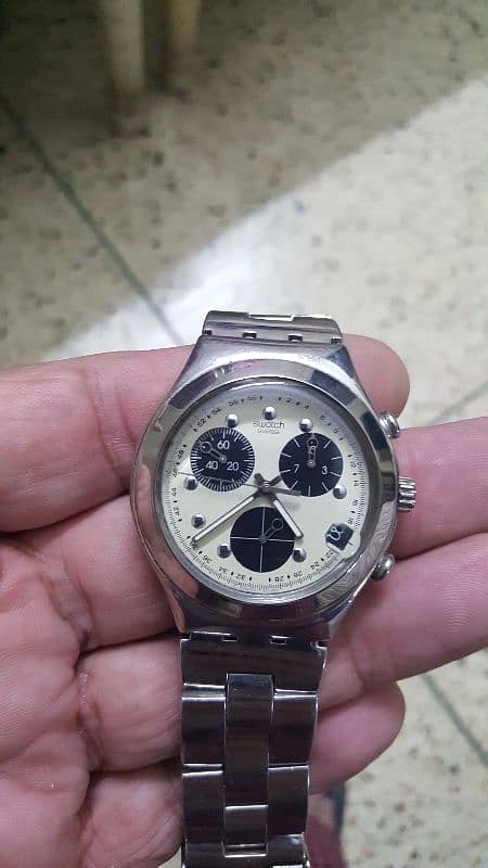 Swatch coronograph wrist watch Stainless Steel. 6