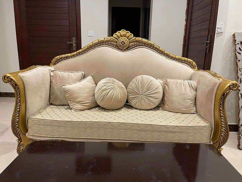 Unique Sofa Set With Table Royal Gold 1