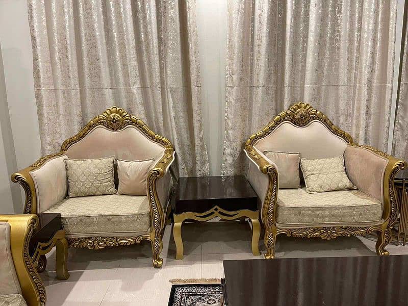 Unique Sofa Set With Table Royal Gold 2