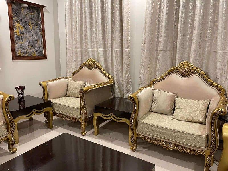 Unique Sofa Set With Table Royal Gold 3